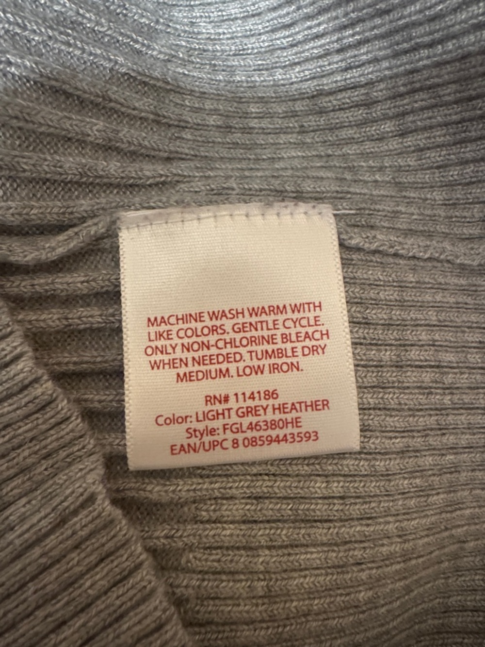 Faded Glory Light Gray Ribbed Scoop Neck Sweater - Picture 8 of 9